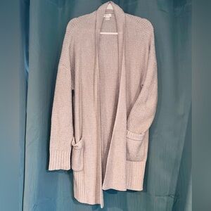 Barefoot Dreams Cream Ribbed Knit Cardigan